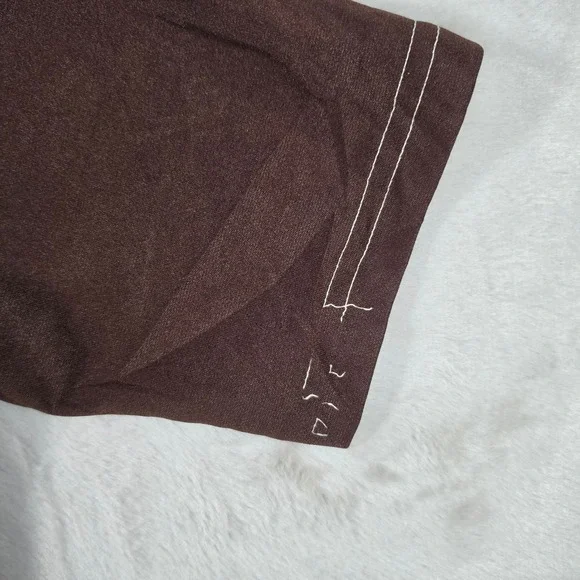 John Blair Polo Shirt Mens Medium Brown Cream 70s Vintage Stripe Knit V-Neck - Picture 4 of 7